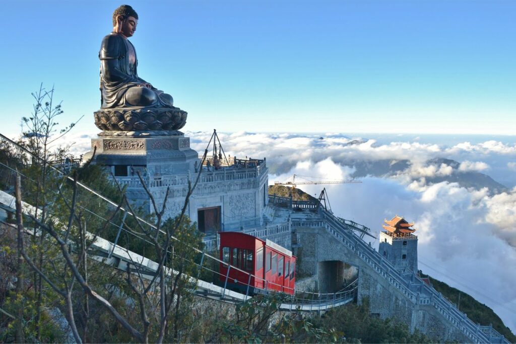 Funicular train to peak