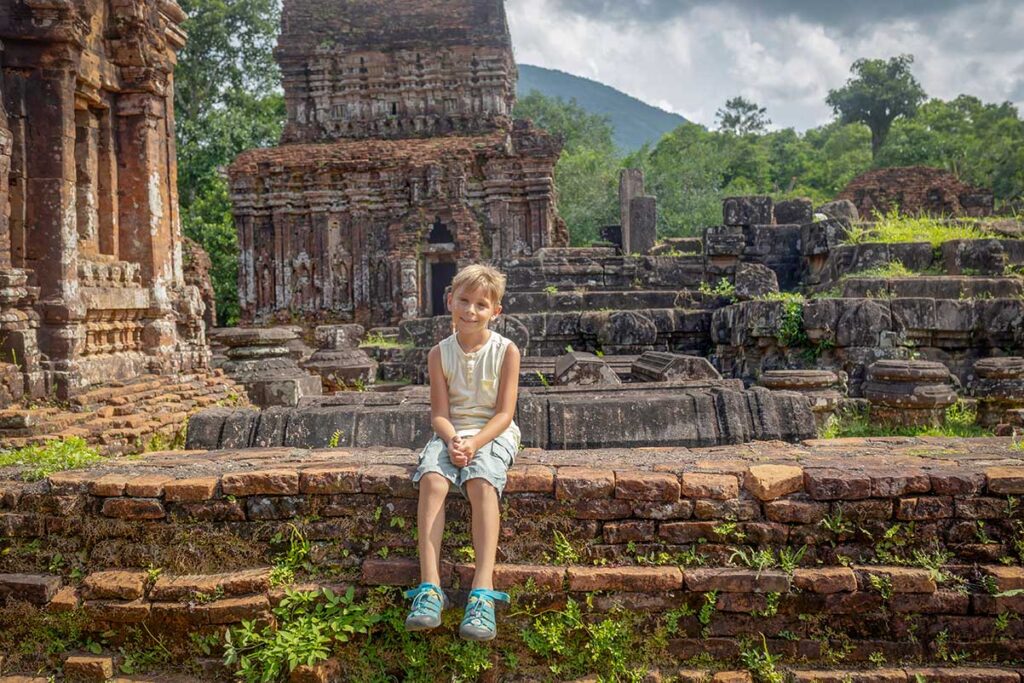 Hoi An with kids – discovering ancient ruins at My Son Sanctuary during a family day trip from Hoi An