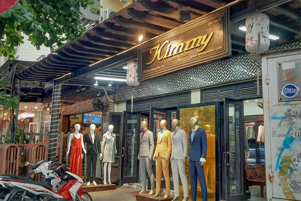 Front view of Kimmy Tailor, one of Hoi An’s best tailors offering stylish tailor made clothing and personalized fittings.