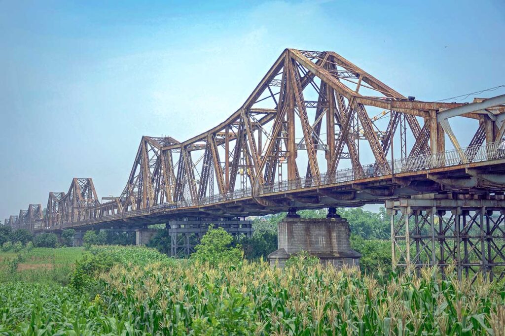 The steel Long Bien Bridge in Hanoi