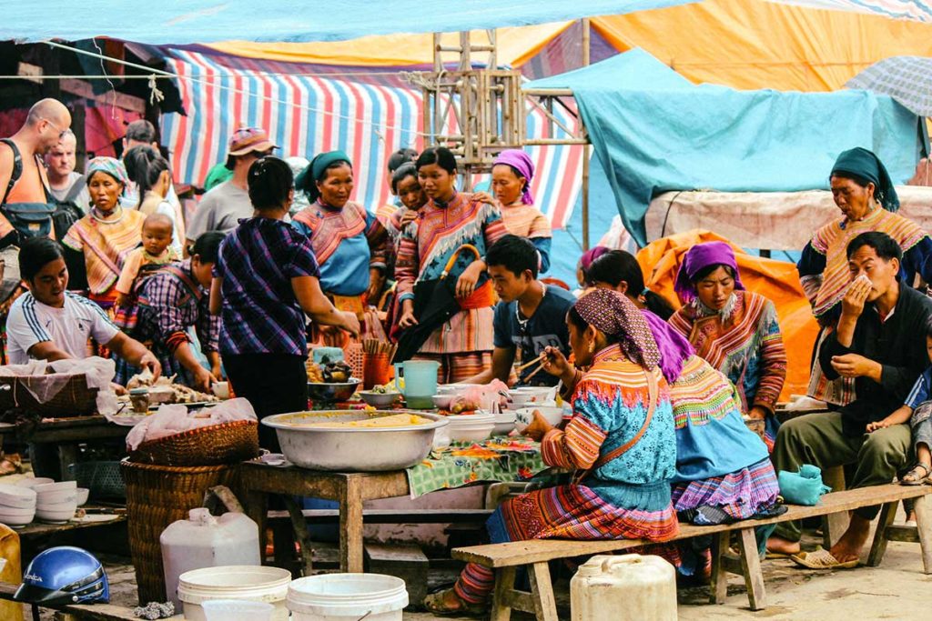 Bac Ha market food stalls