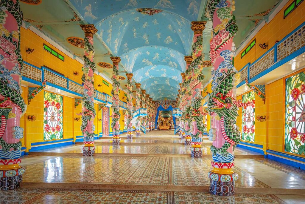 The main hall inside The Great Divine Temple part of Tay Ninh Holy See