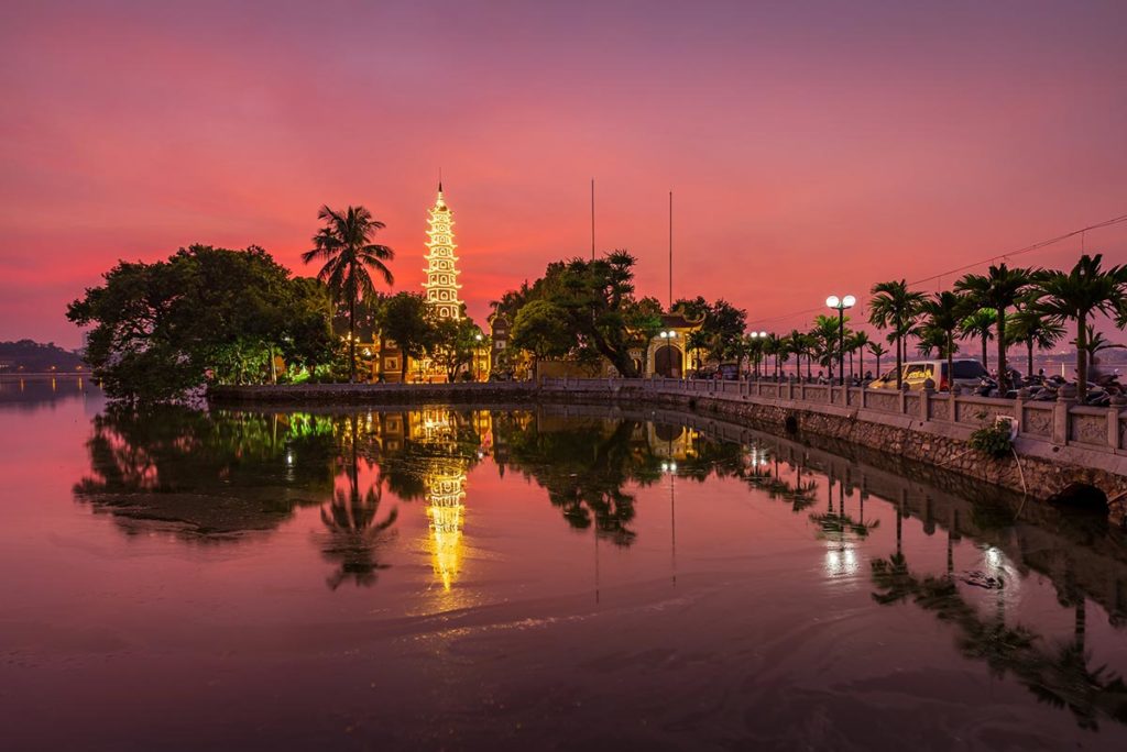 Tran Quoc Pagoda sunset in Hanoi