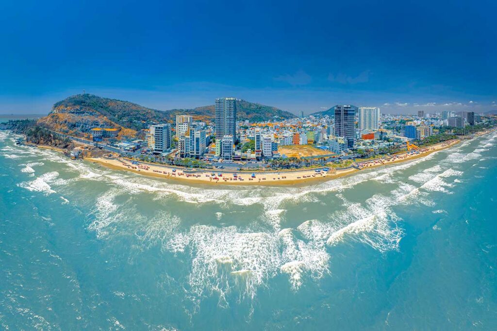 Aerial view of Back Beach in Vung Tau