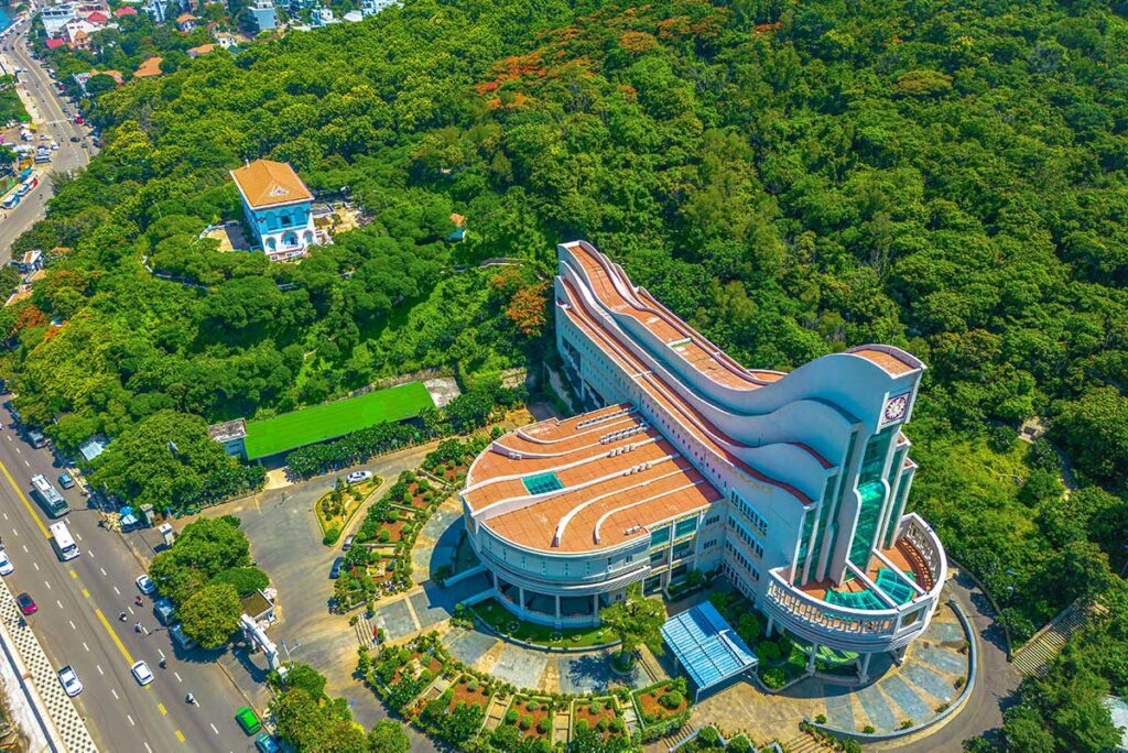 Aerial view of Vung Tau Museum and White Palace