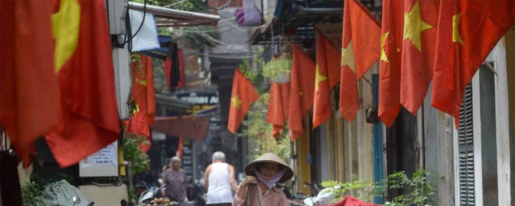 flags out for National Day in Vietnam or Independence Day