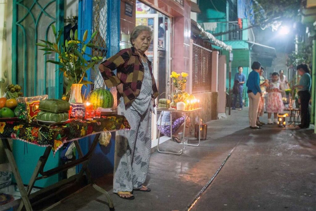 praying during Vietnamese New Year (Tet New Year)