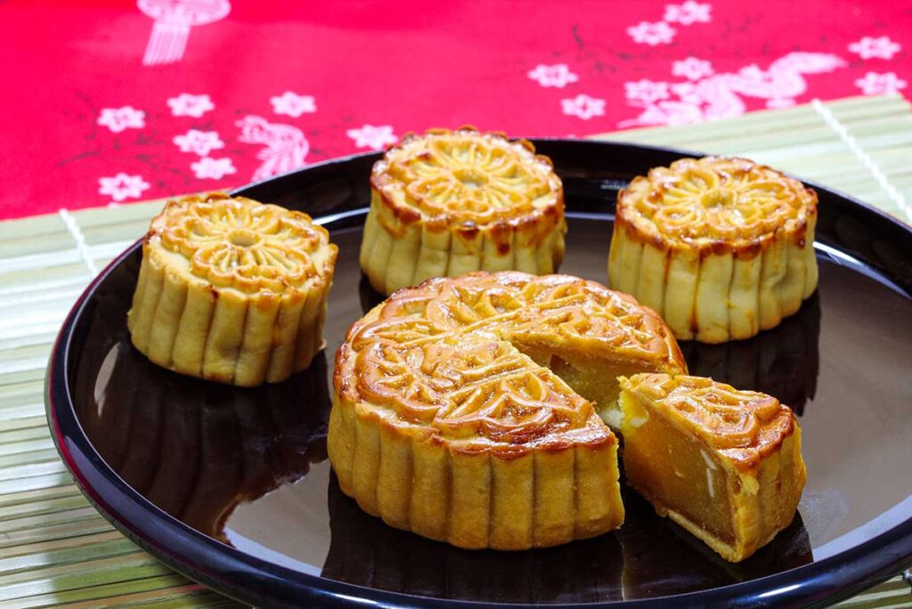 Vietnamese Mooncake on a plate