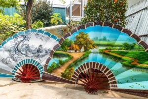 hand fans being sold at Chang Son Hand Fan Village