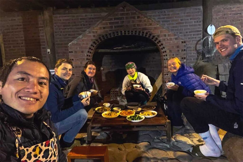 family dinner in Sapa at an ethnic minority family