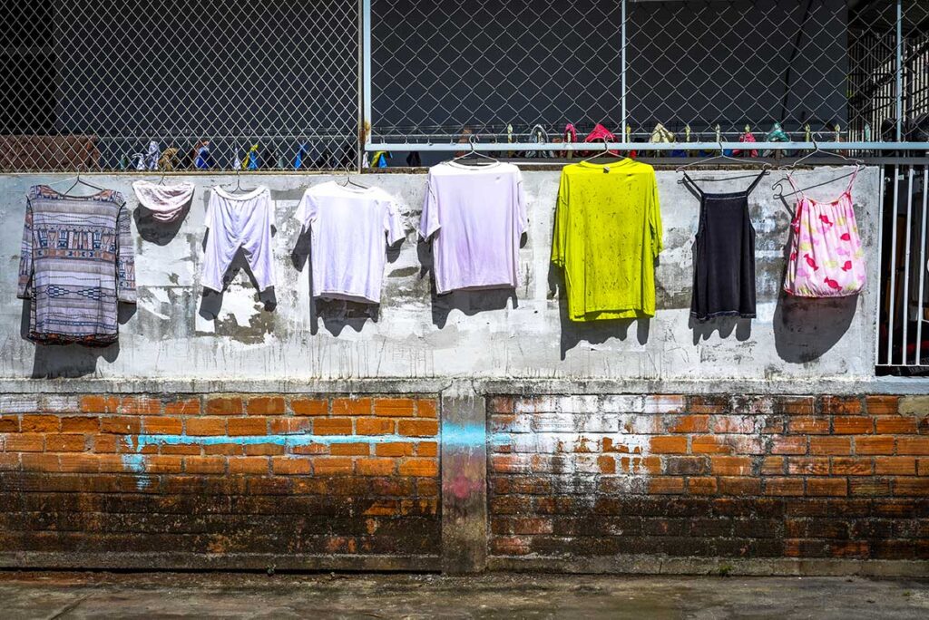 Laundry hanging to dry outside a local resident's home in Vietnam