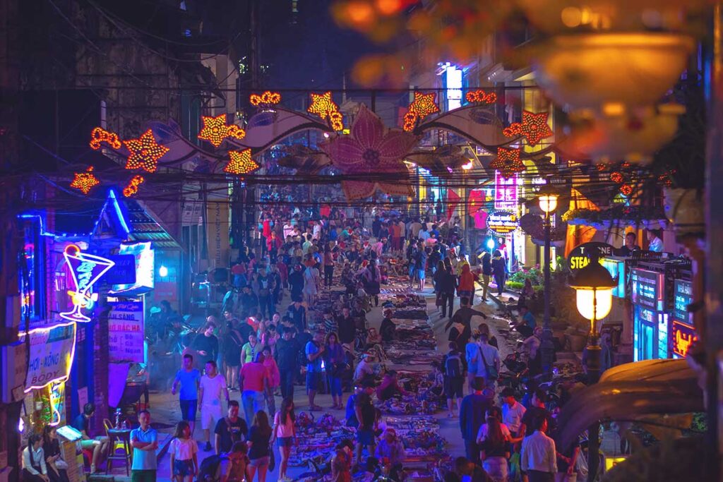 Sapa Walking street with night market