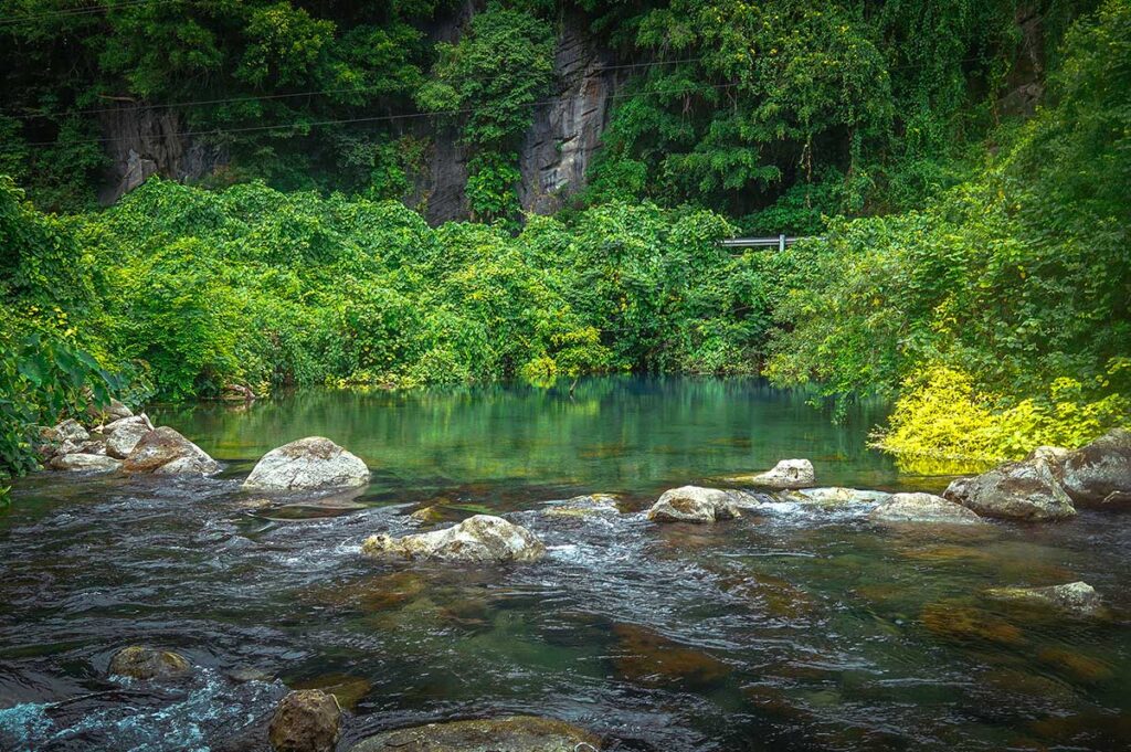 Natural pool between the jungle in the Botanical Garden in Phong Nha National Park