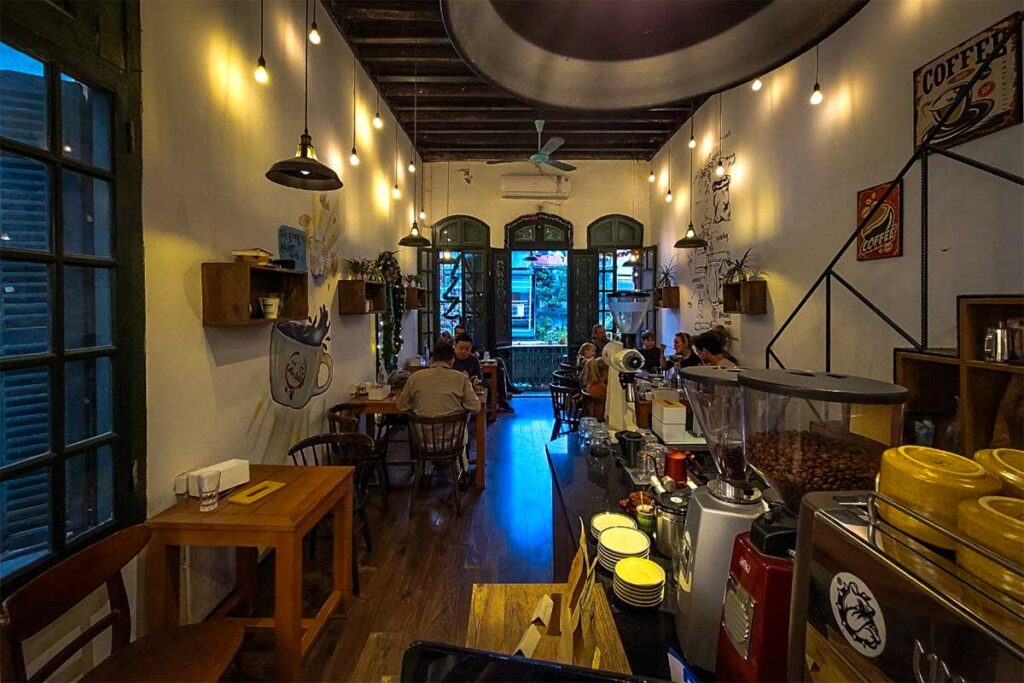 The inside of Hanoi Coffee Station