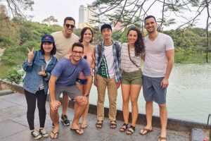 Tourist at Hoan Kiem Lake during a Hanoi Walking Tour