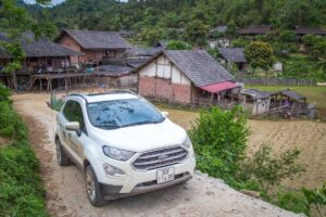 A car standing at a village in Lang Son - Renting a car in Lang Son