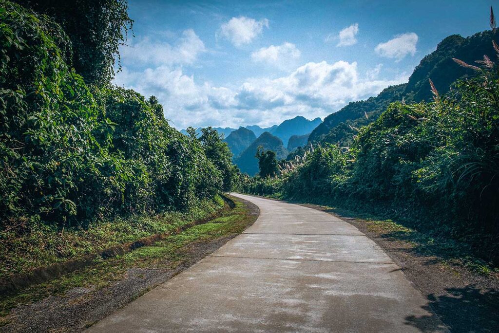 An empty road inside Phong Nha National Park