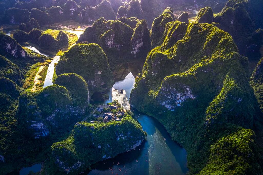 Aerial view of Ninh Binh's mountains - One of the most beautiful mountains in Vietnam