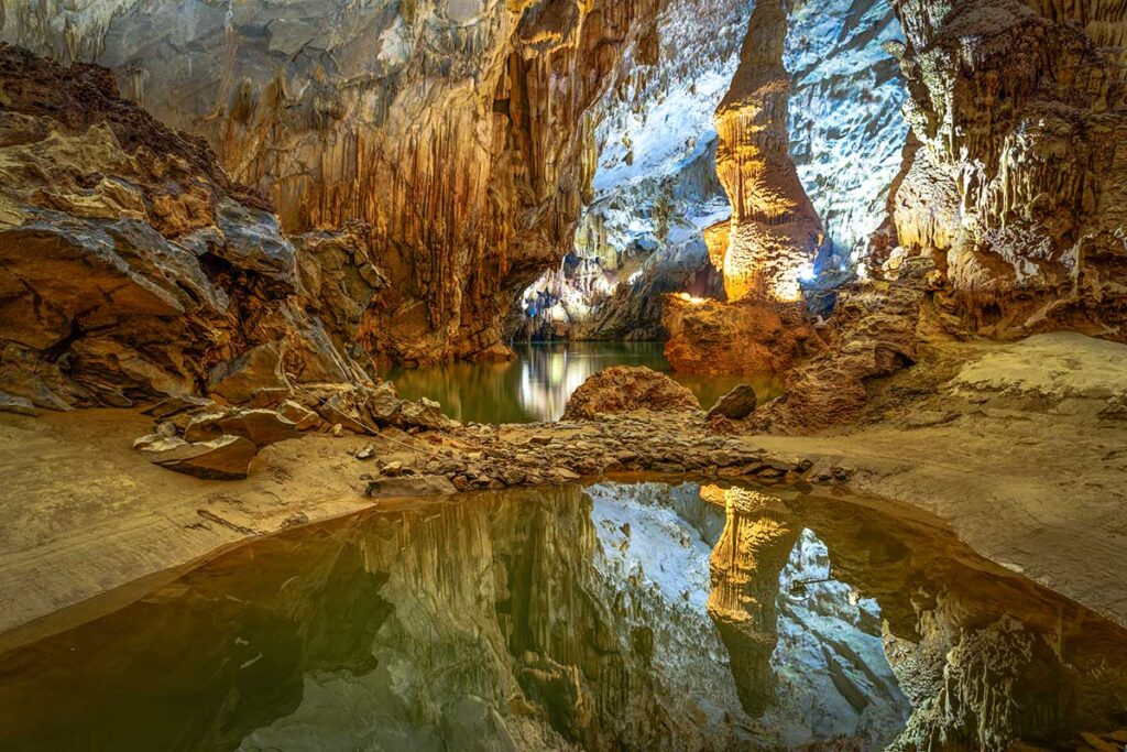 Stunning rock formations inside Phong Nha Cave