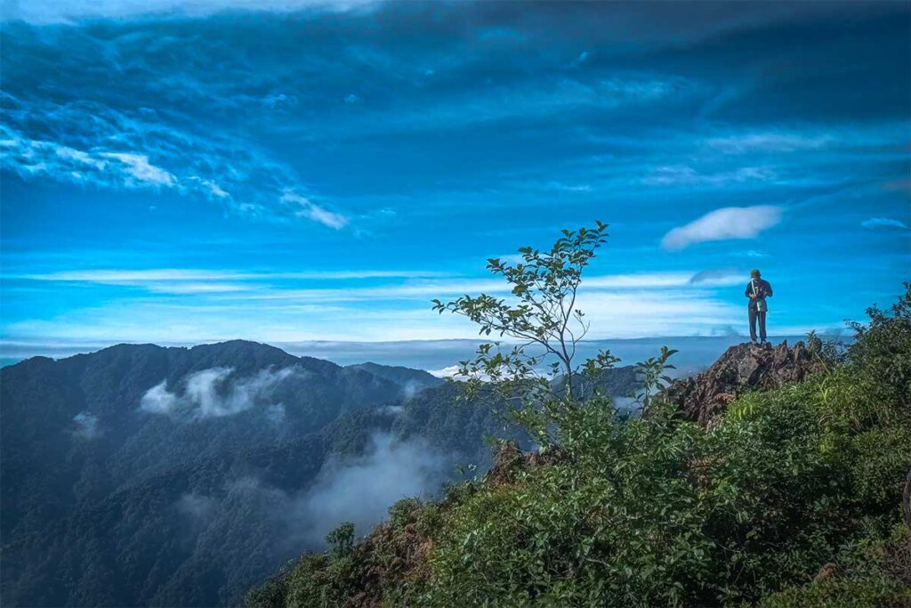 The view from the peak of Pu Si Lung - The second highest mountain after Fansipan in Lao Cai Province, Vietnam 