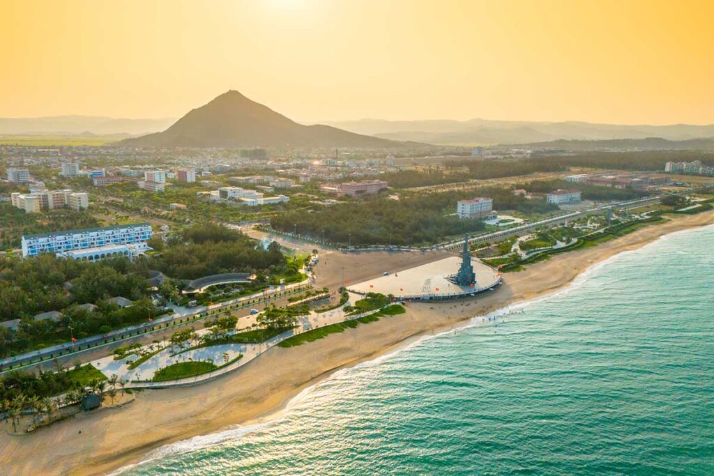 A areal view of the stunning coast line at Tuy Hoa, capital city of Phu Yen Province - A stunning beach city in Vietnam