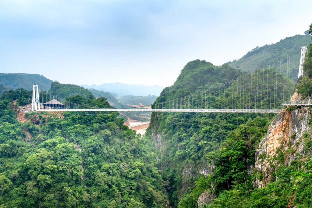 Vietnam's Glass Bridge connecting two mountains in Moc Chau, Son La Province