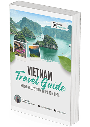 Vietnam Travel Guide book cover by Local Vietnam featuring Halong Bay landscapes, tailoring your trip with tips from authors Nhung and Marnick.