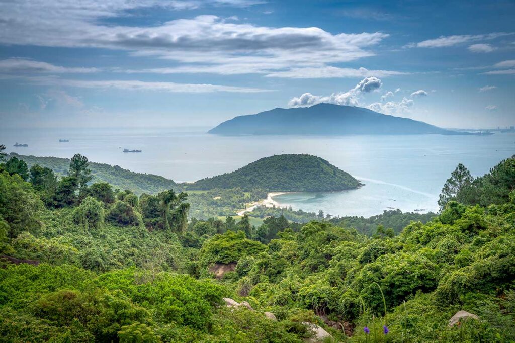 View from the Hai Van Pass, a scenic mountain road between Hoi An and Hue – one of the best motorbike day trips from Hoi An.
