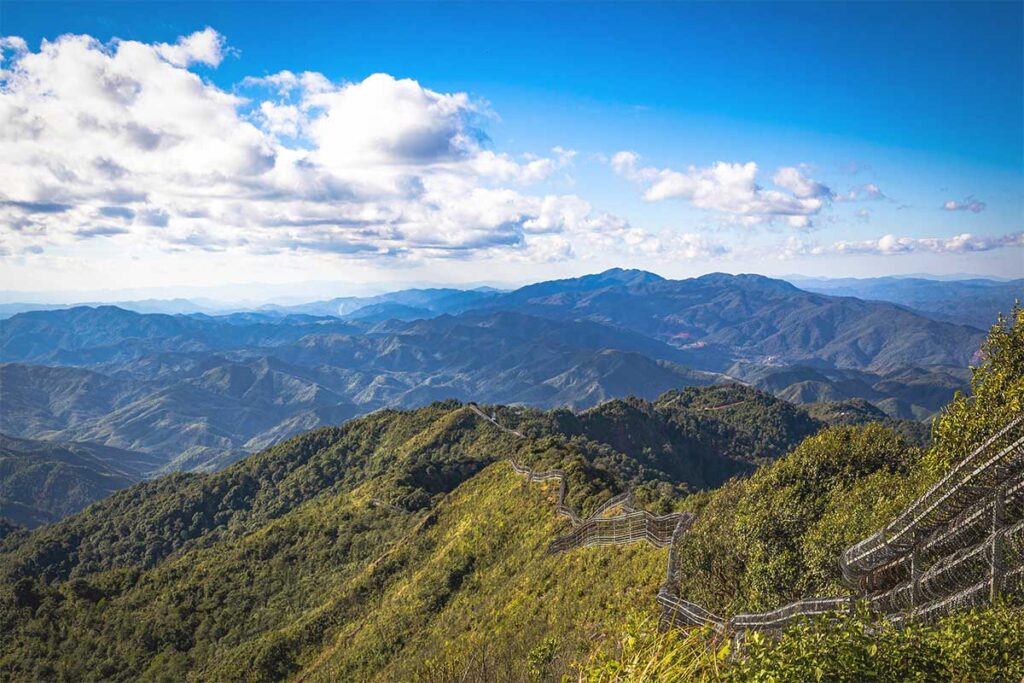 A panoramic view of endless mountain ranges, seen from the A Pa Chai border, one of the most remote locations in Vietnam.