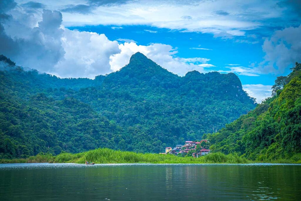 Jungle, lake and mountains in Ba Be District in Bac Kan Province, northern Vietnam