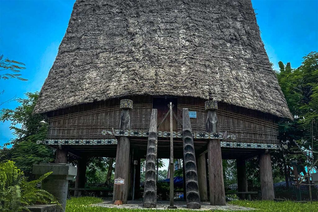 A stilt house of Central Highlands displayed in the outside area of Museum of Vietnam's Ethnic Cultures in Thai Nguyen City