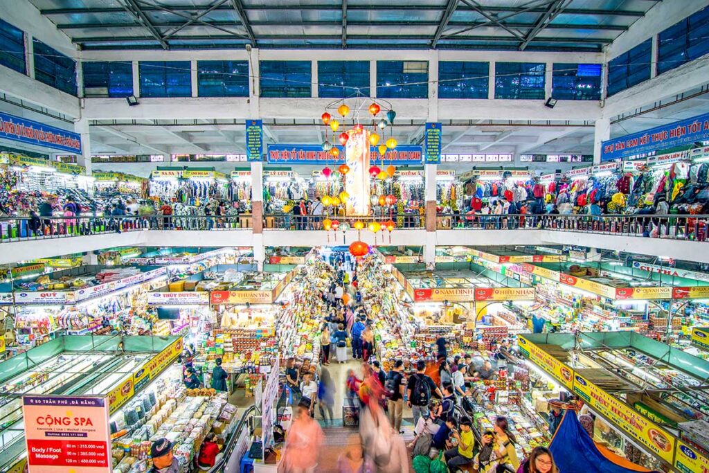 The floors inside the Han Market in Da Nang