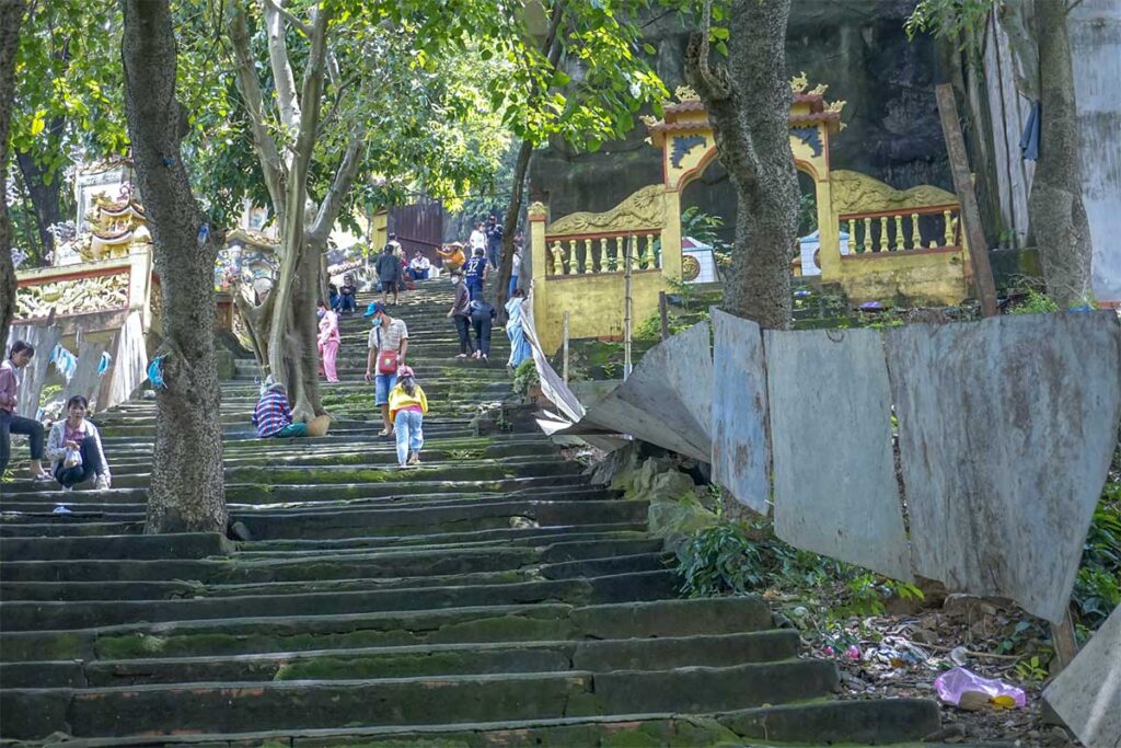 The stairs that lead up to Chau Thoi Temple