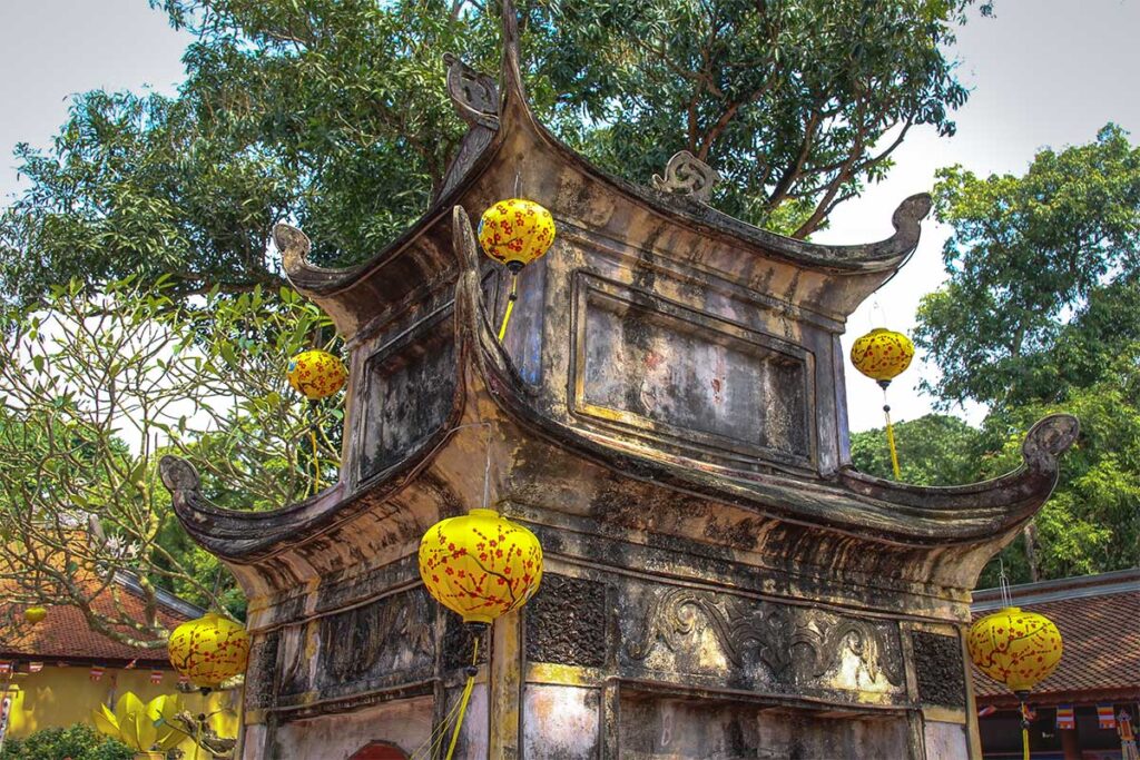 A lotus shaped stone tower part of Con Son Pagoda