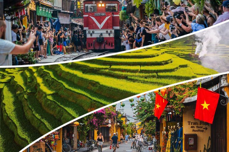 2-week North and Central Vietnam tour in slow pace featuring Hanoi Train Street, terraced rice fields, and Hoi An old town.