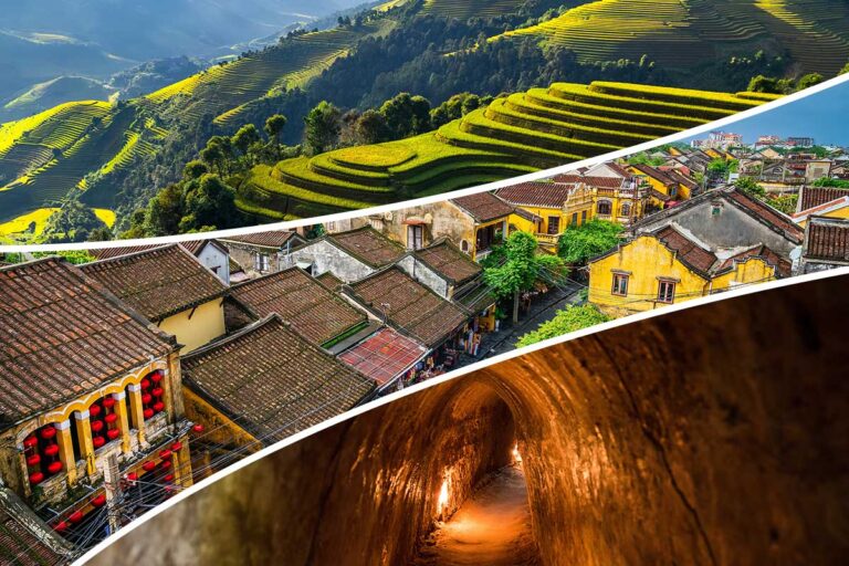 2-week Vietnam tour from north to south with Mu Cang Chai rice terraces, Hoi An ancient town rooftops, and historic war tunnels.