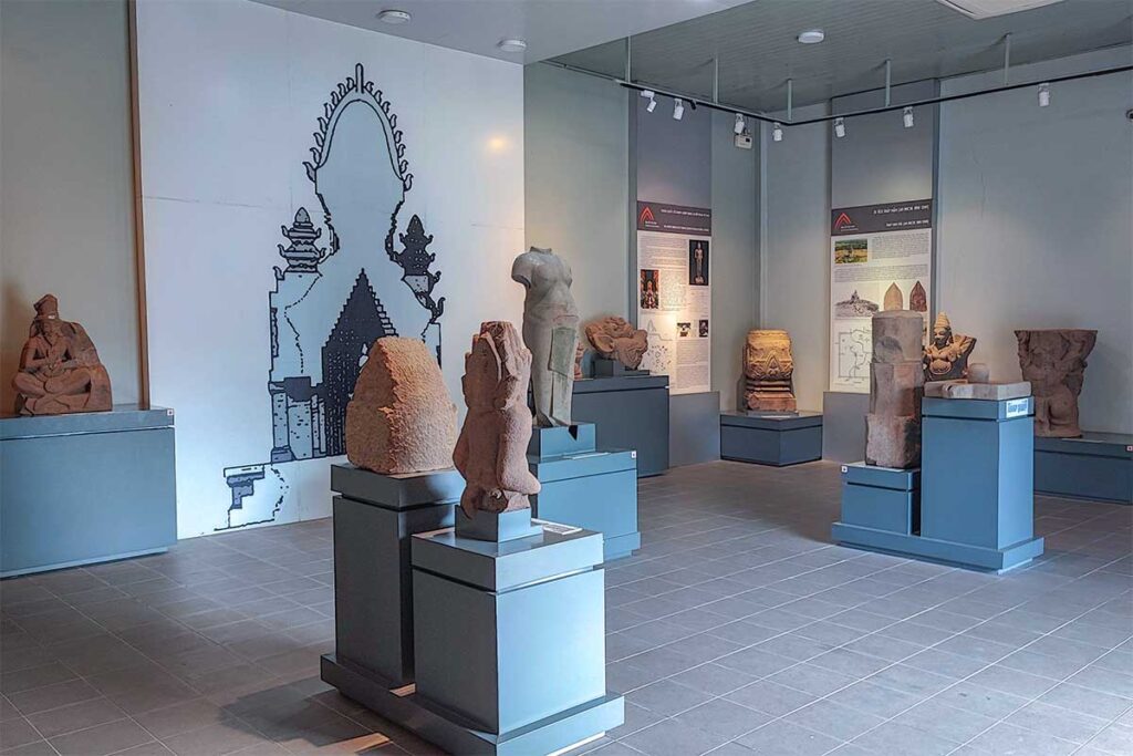 A collection of stone Champa artifacts inside Hue Museum of Royal Antiquities