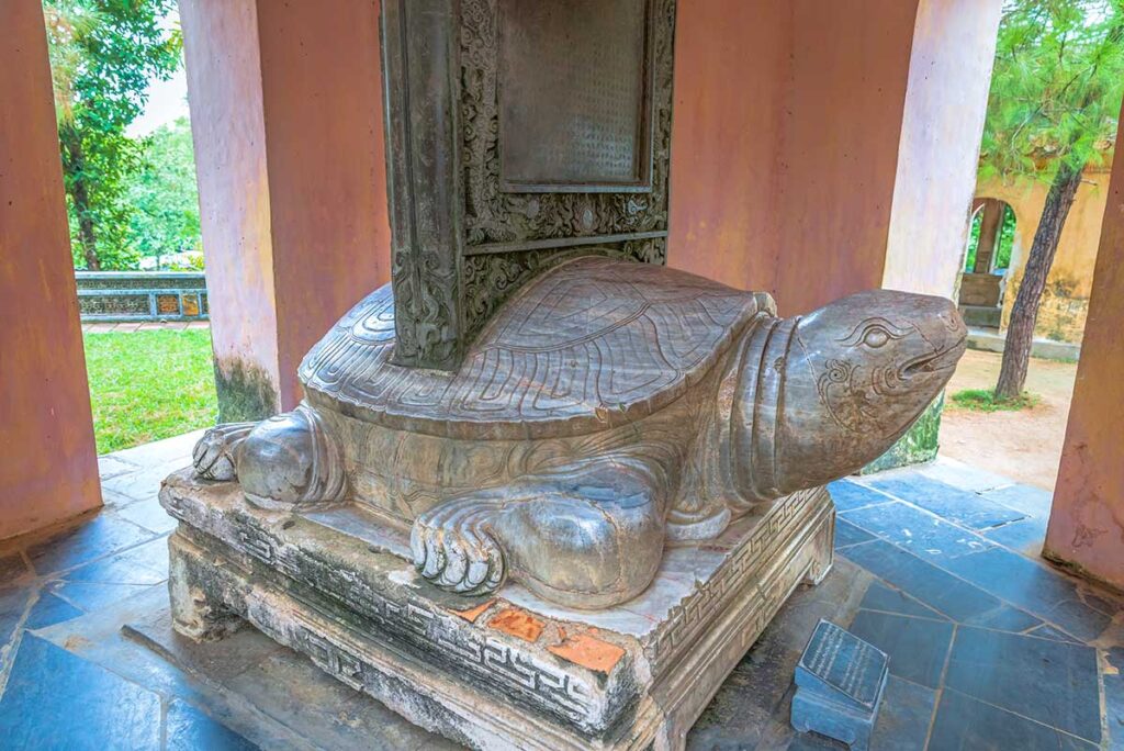 The Stone Turtle inside the Stele Pavilion at Thien Mu Pagoda