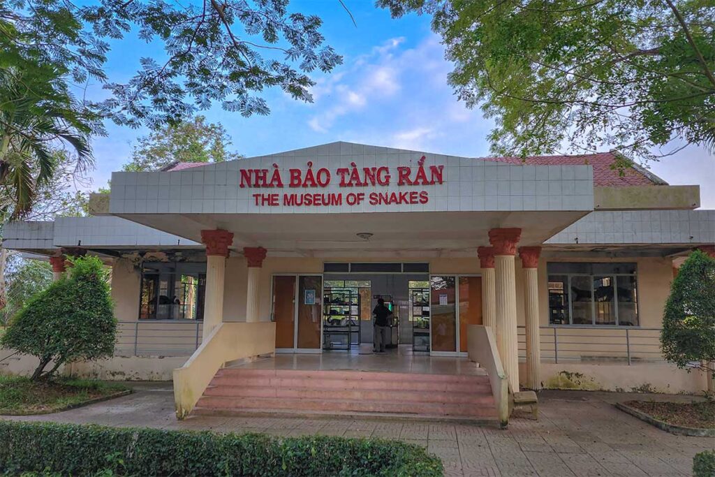 Front entrance of the Museum of Snakes building at Dong Tam Snake Farm