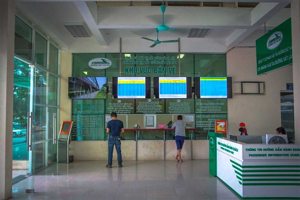 Ticket counter inside Lao Cai Railway Station