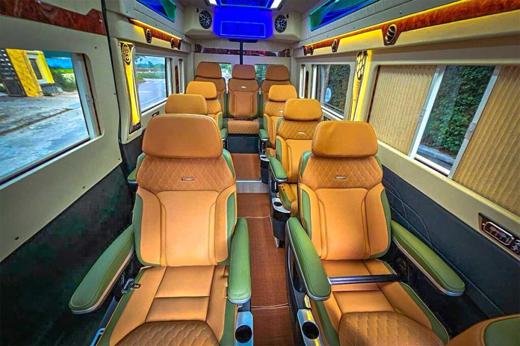 Interior of a luxury limousine van from Hanoi to Sapa
