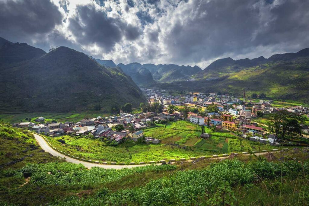 View over Meo Vac town from a hill