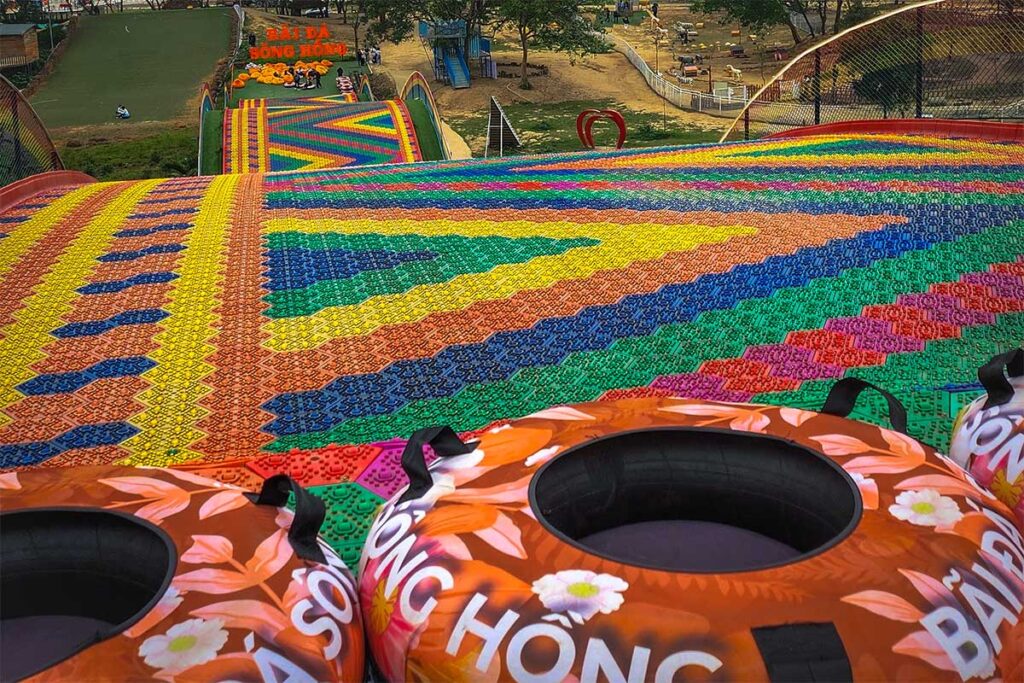 An inflatable tube located on top of the Hanoi Rainbow Slide