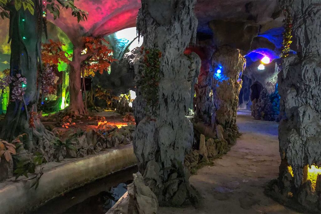Fake cave interior part of theme park at Nui Coc Lake