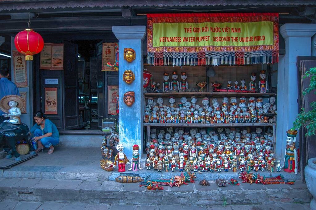 A shop in Hanoi selling water puppets