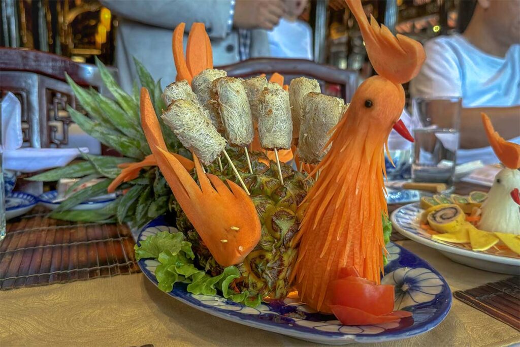 Hue royal food - A Vietnamese dish made of spring rolls decorated like a bird  