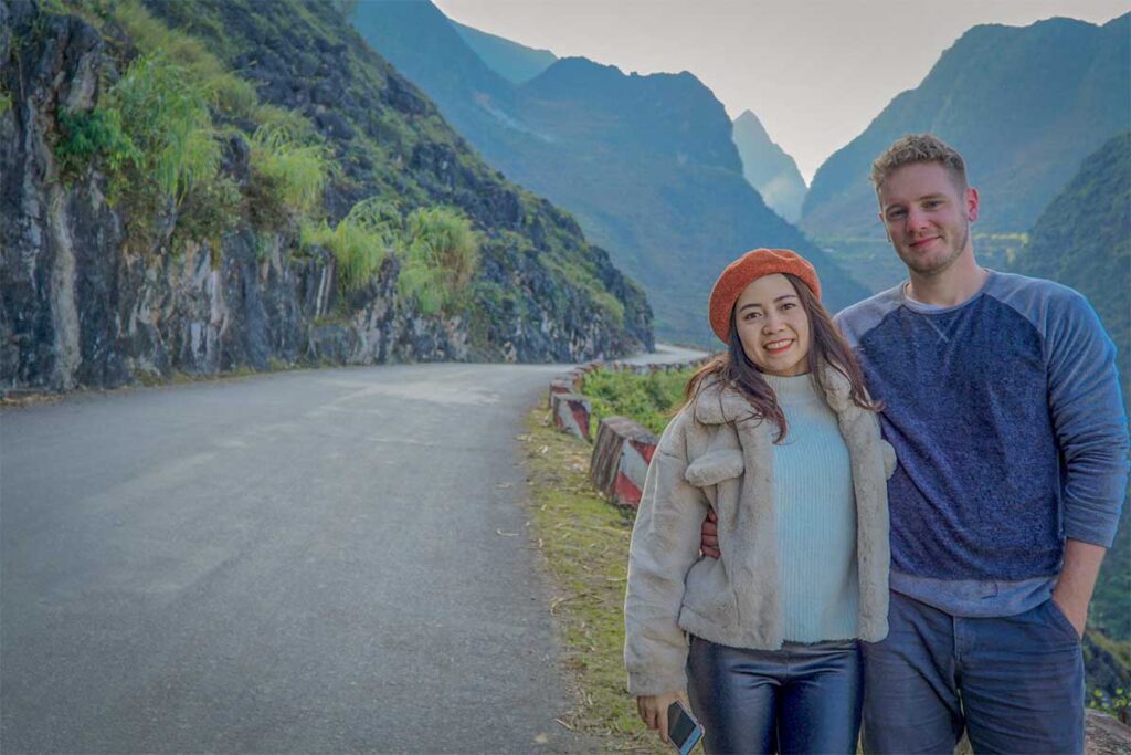 Marnick Schoonderwoerd and Nhung Phung from Local Vietnam exploring the Ha Giang Loop in northern Vietnam