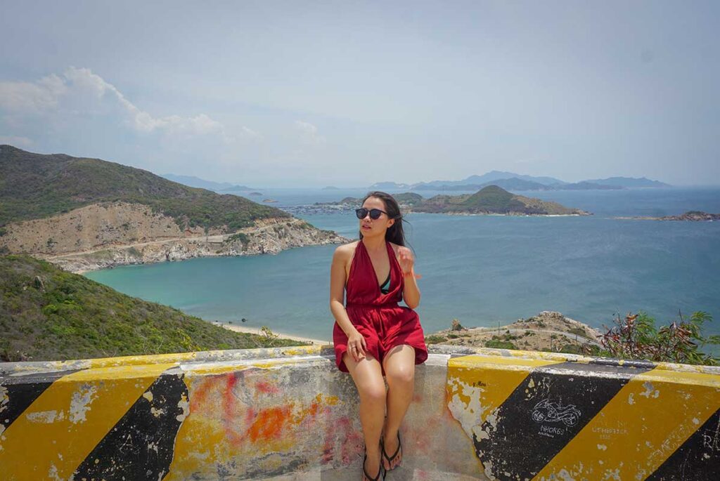 Nhung Phung from Local Vietnam exploring the coastal road between Nha Trang and Ninh Thuan while researching local tours and hidden beaches.