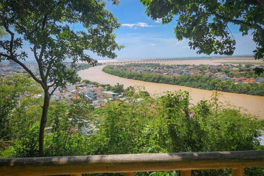 View over the Da Rang River and Tuy Hoa city from Nhan Temple hilltop viewpoint in Phu Yen