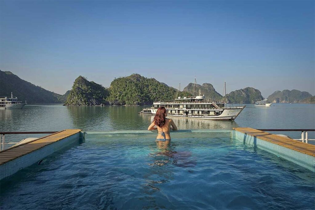 Nhung Phung from Local Vietnam enjoying a Halong Bay cruise while exploring Vietnam’s most famous UNESCO World Heritage site